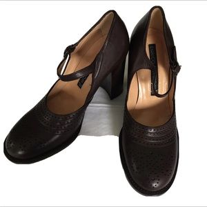ENRICO ANTINORI SZ 6.5M EUR 36 LEATHER BLOCK HEEL MARY JANE SHOES SOLD